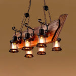 Nautical Industrial Wooden Chandelier – Reclaimed Beam Look