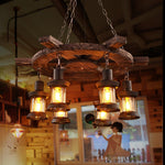 Nautical Industrial Wooden Chandelier – Reclaimed Beam Look