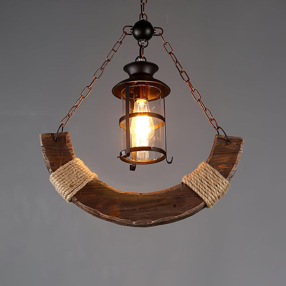 Nautical Industrial Wooden Chandelier – Reclaimed Beam Look