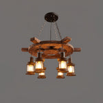 Nautical Industrial Wooden Chandelier – Reclaimed Beam Look
