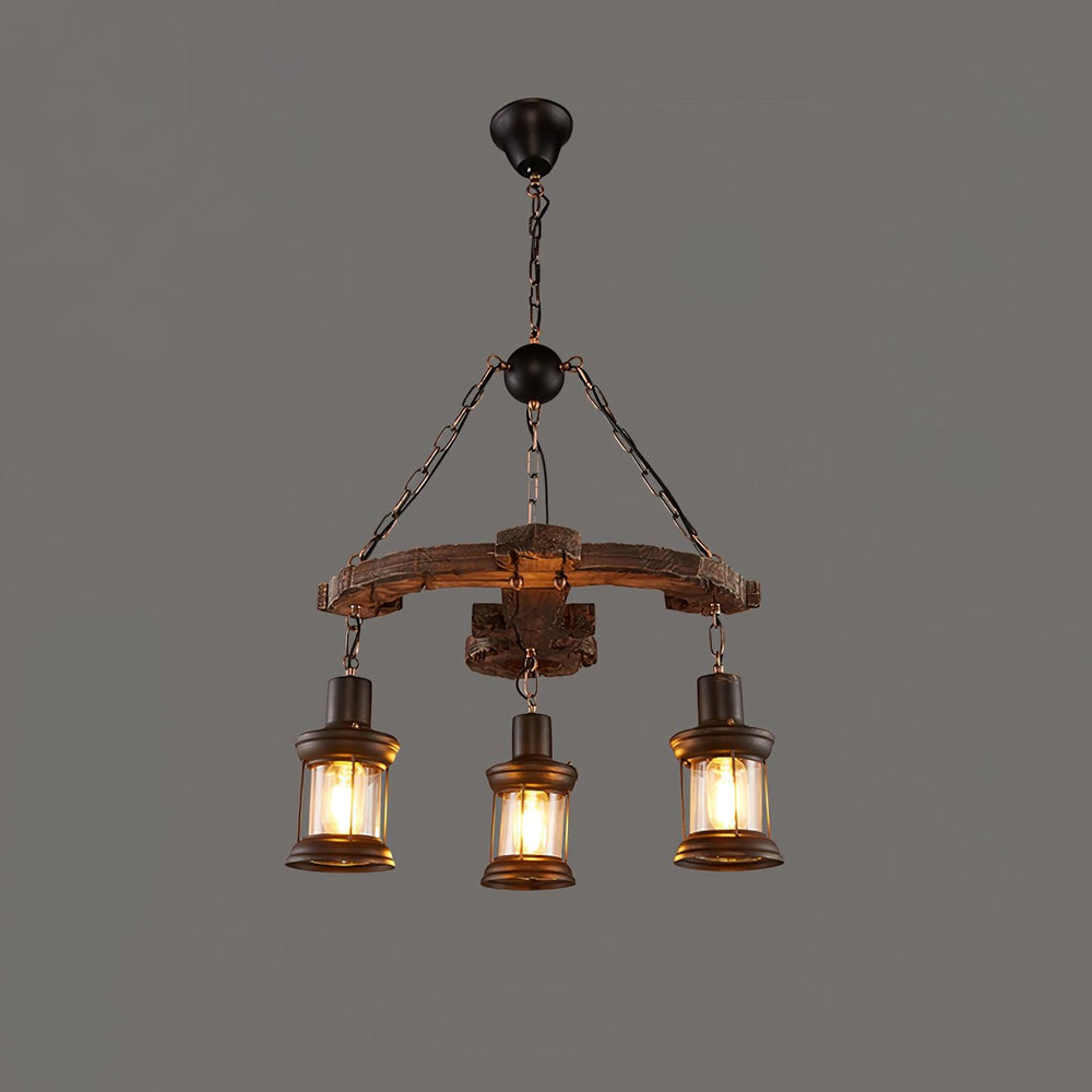 Nautical Industrial Wooden Chandelier – Reclaimed Beam Look