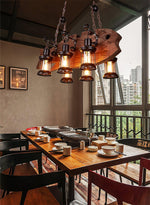 Nautical Industrial Wooden Chandelier – Reclaimed Beam Look