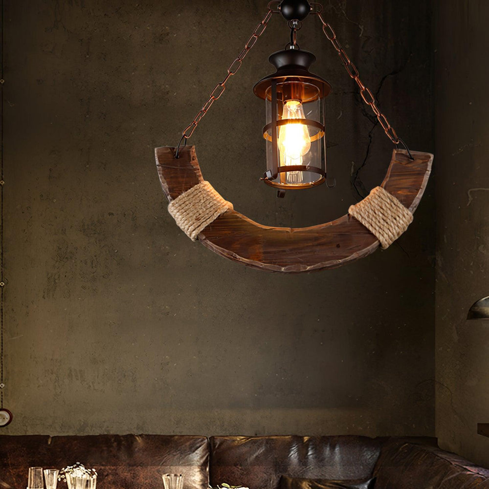 Nautical Industrial Wooden Chandelier – Reclaimed Beam Look