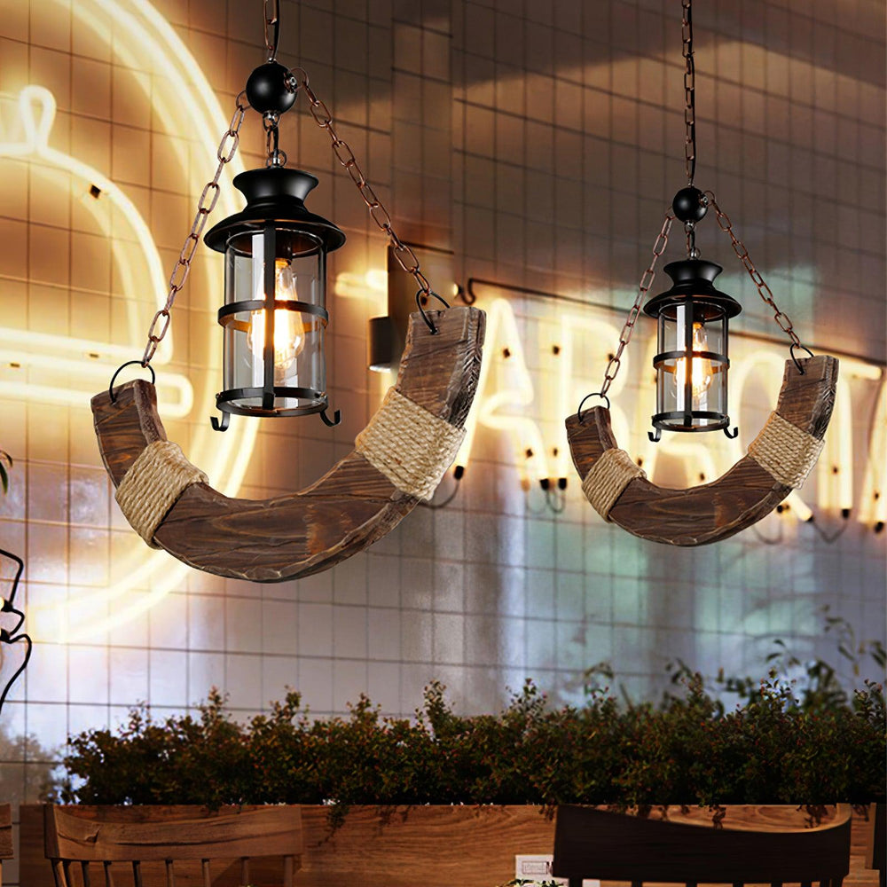 Nautical Industrial Wooden Chandelier – Reclaimed Beam Look