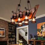 Nautical Industrial Wooden Chandelier – Reclaimed Beam Look