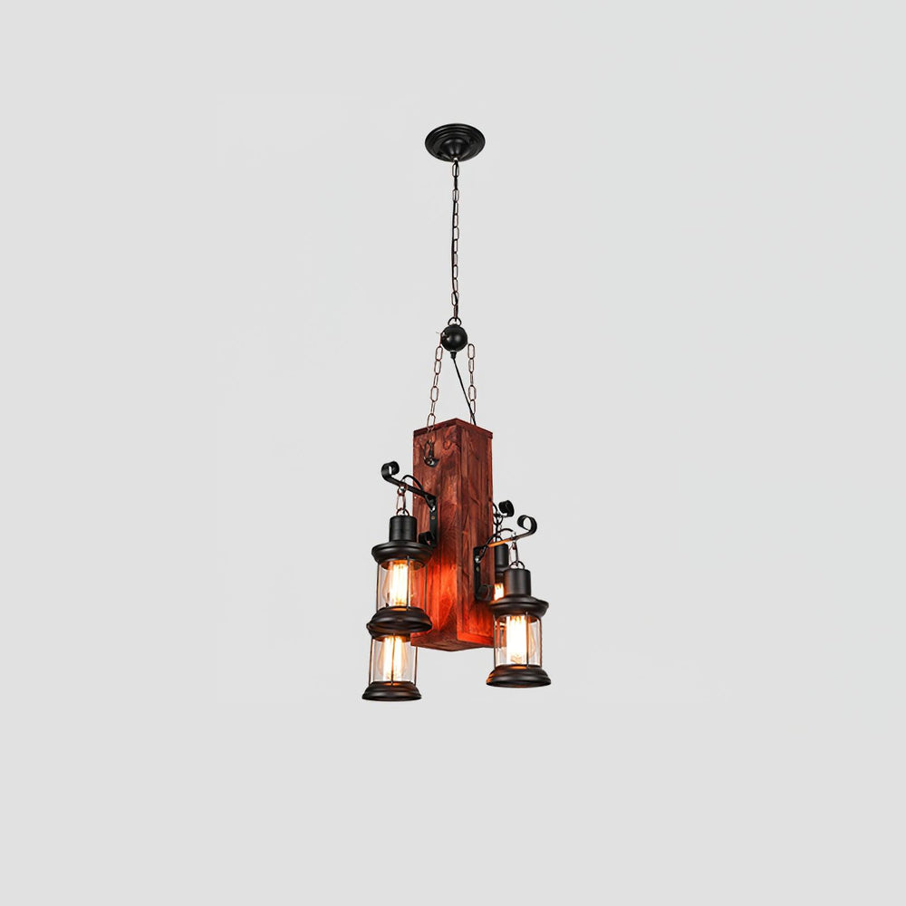 Nautical Industrial Wooden Chandelier – Reclaimed Beam Look