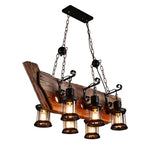 Nautical Industrial Wooden Chandelier – Reclaimed Beam Look