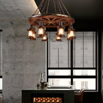 Nautical Industrial Wooden Chandelier – Reclaimed Beam Look