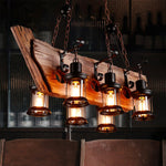 Nautical Industrial Wooden Chandelier – Reclaimed Beam Look