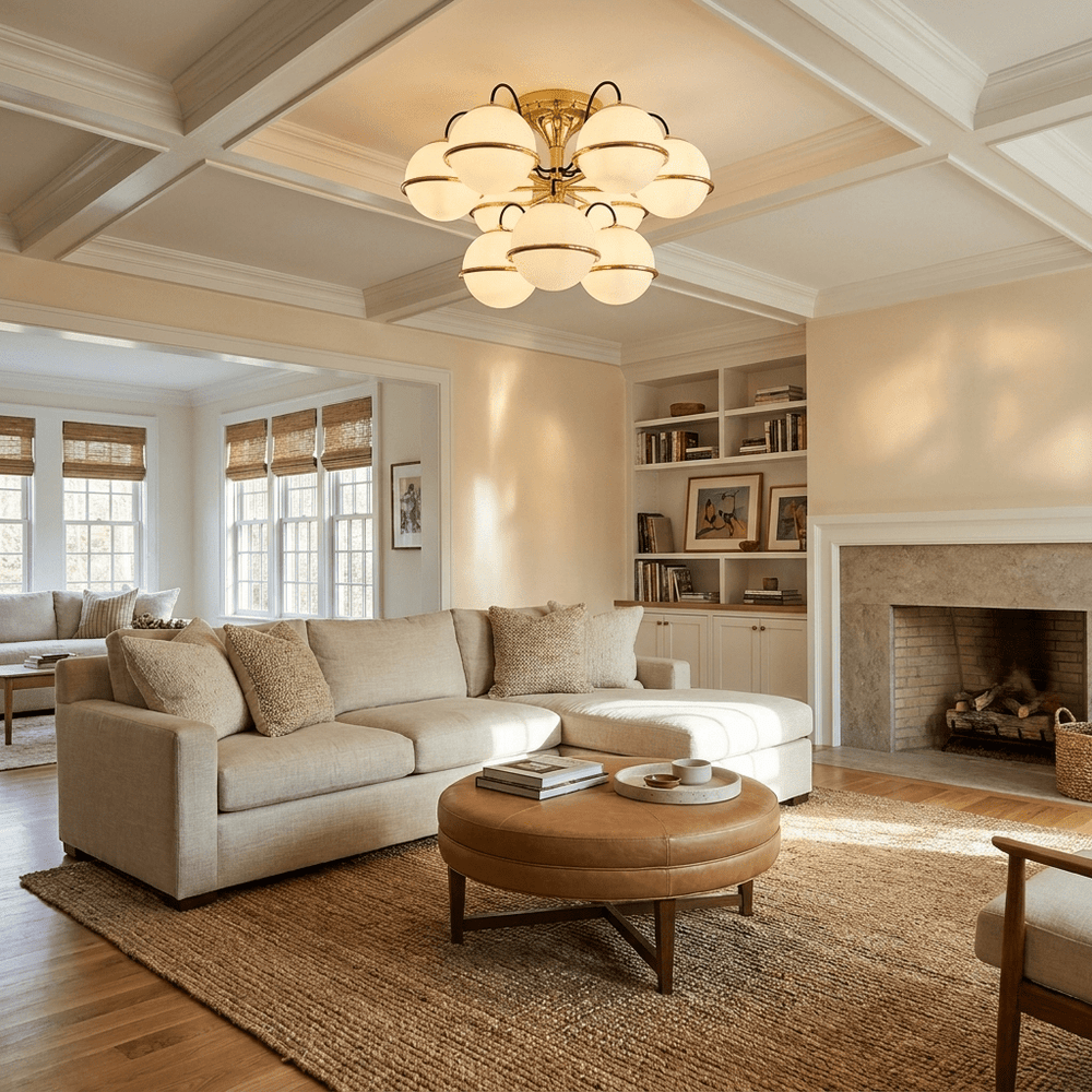 Opal Glass Globe Semiflush Chandelier