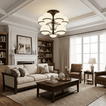 Opal Glass Globe Semiflush Chandelier