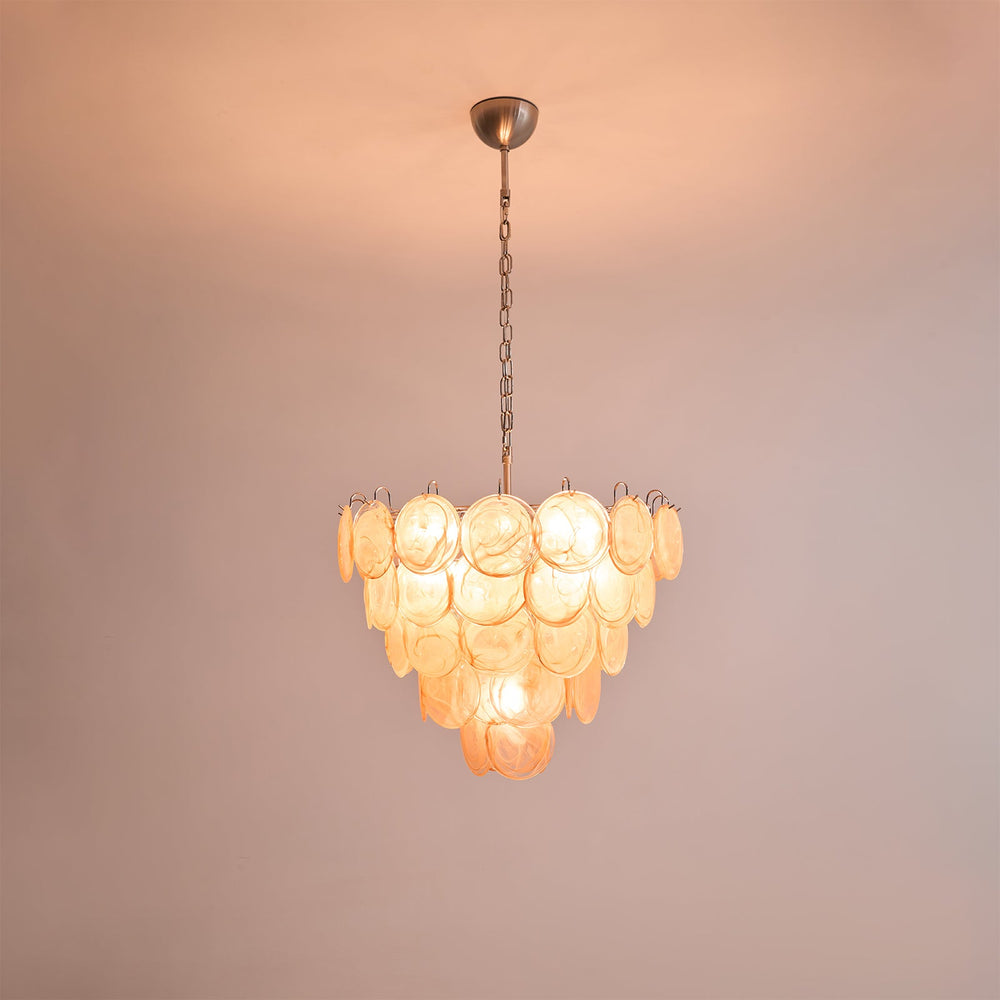 Orange Glass Disc Chandelier