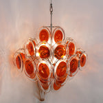 Orange Transparent Glass Disc Chandelier