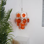 Orange Transparent Glass Disc Chandelier