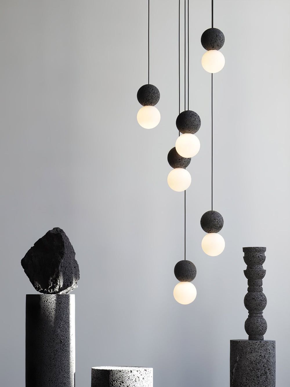 Origo Cement & Sandstone Pendant – Industrial Glass Accent