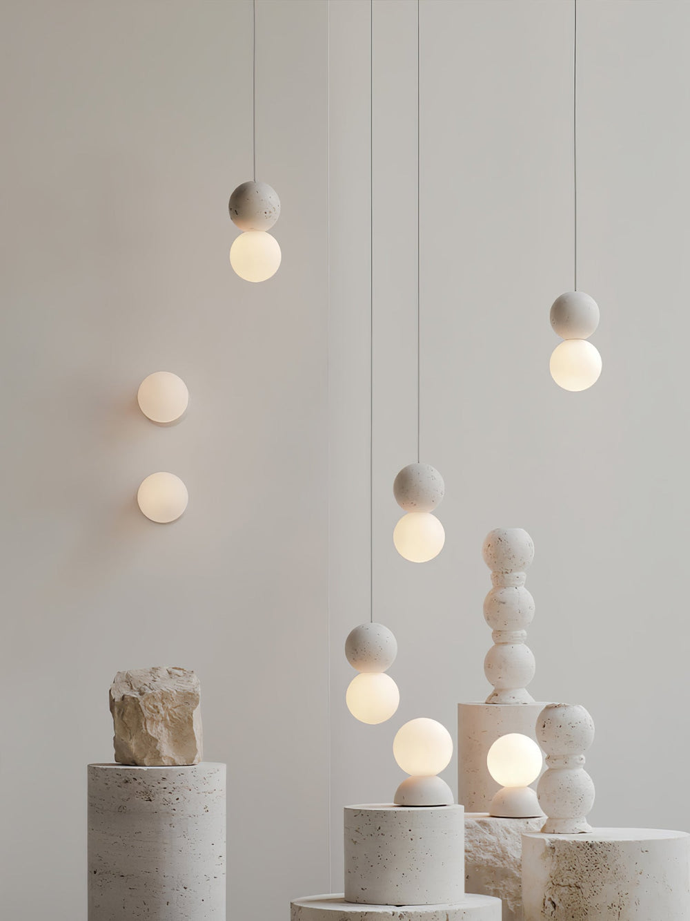 Origo Cement & Sandstone Pendant – Industrial Glass Accent