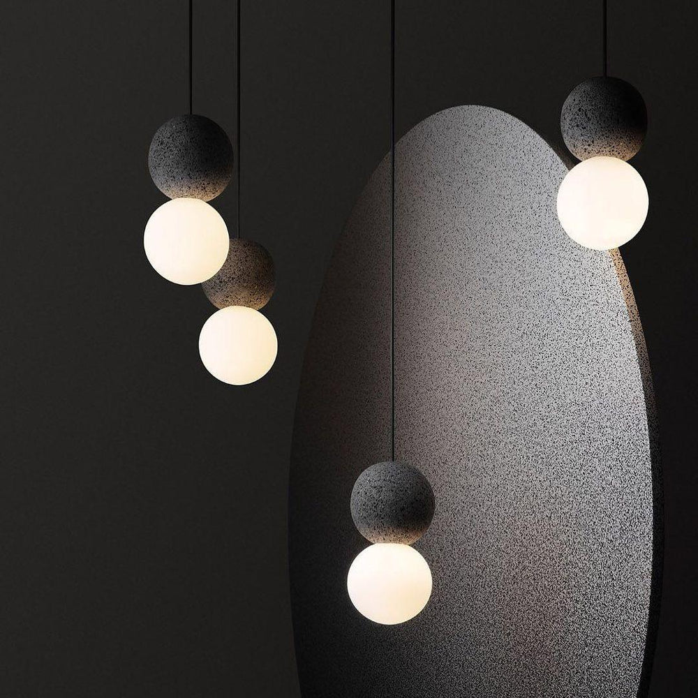 Origo Cement & Sandstone Pendant – Industrial Glass Accent