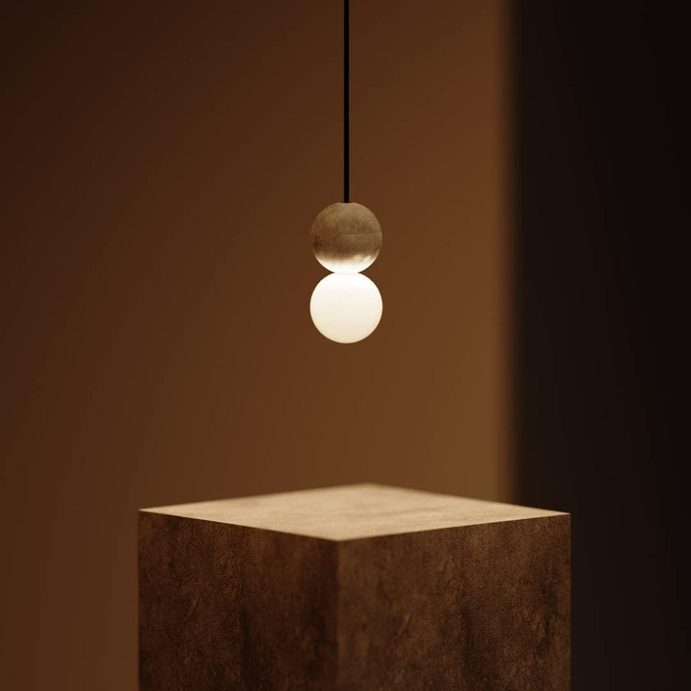 Origo Cement & Sandstone Pendant – Industrial Glass Accent