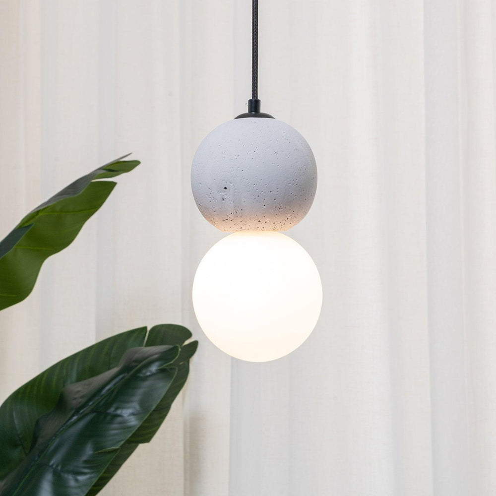 Origo Cement & Sandstone Pendant – Industrial Glass Accent