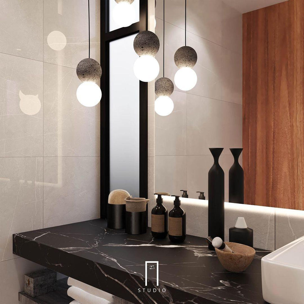 Origo Cement & Sandstone Pendant – Industrial Glass Accent