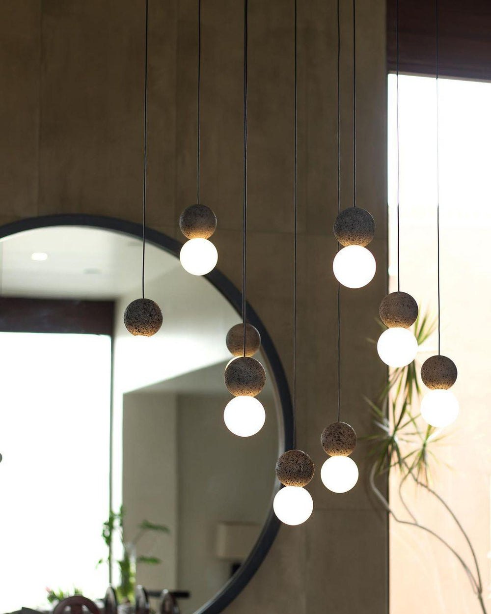 Origo Cement & Sandstone Pendant – Industrial Glass Accent