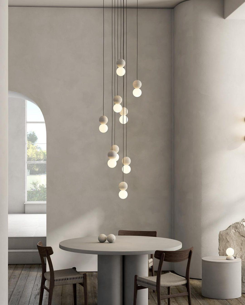 Origo Cement & Sandstone Pendant – Industrial Glass Accent
