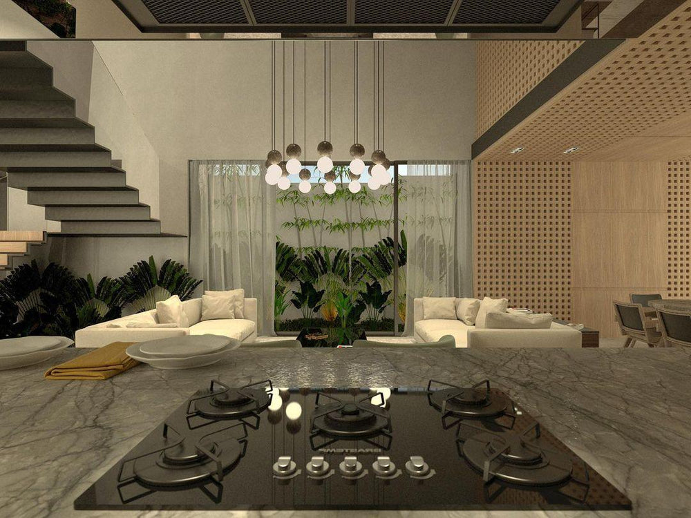 Origo Cement & Sandstone Pendant – Industrial Glass Accent
