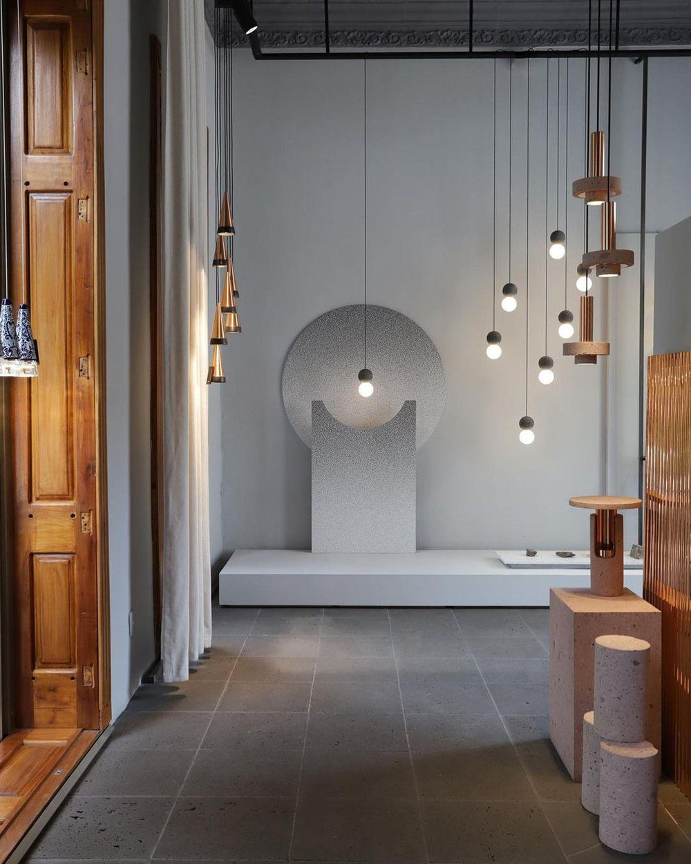 Origo Cement & Sandstone Pendant – Industrial Glass Accent