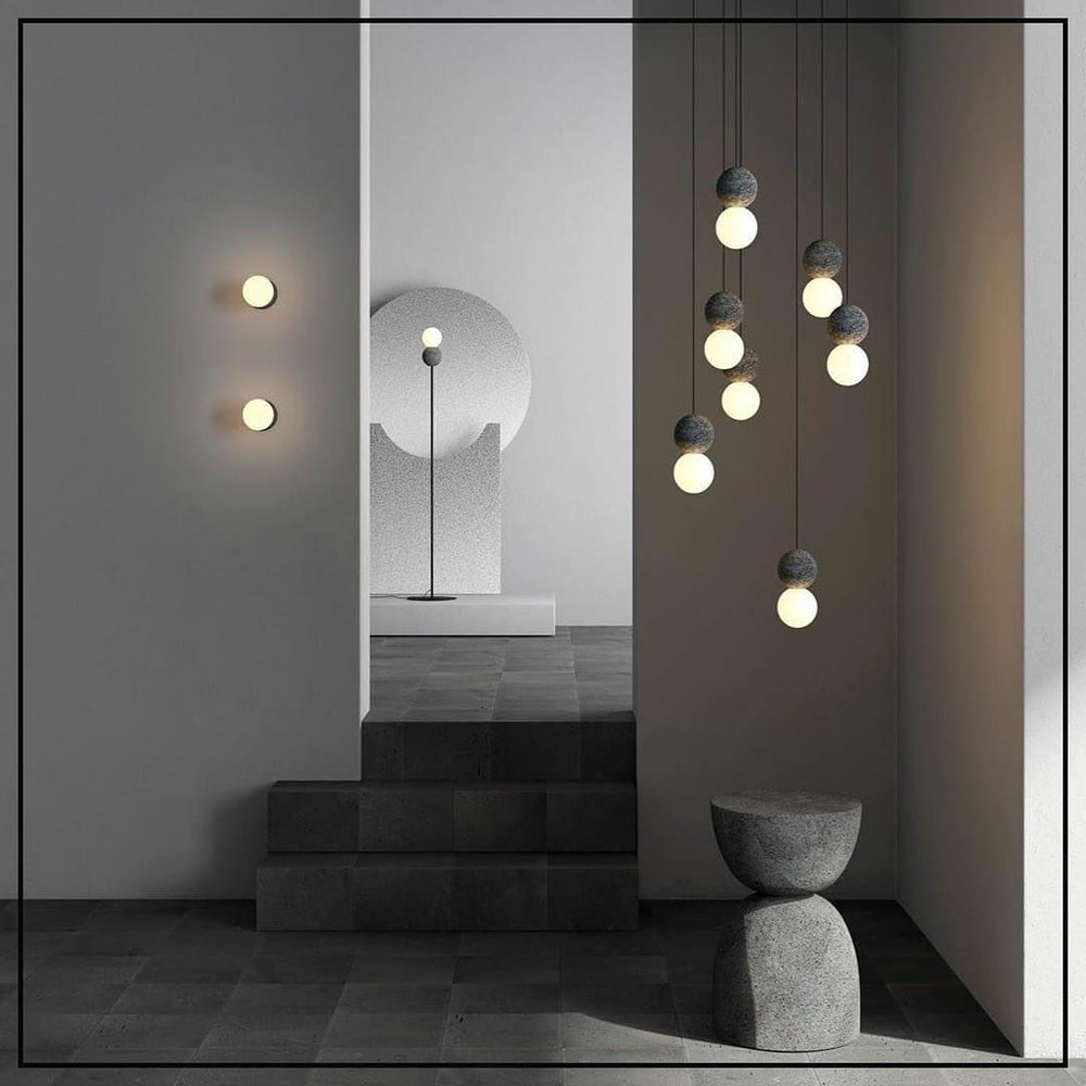 Origo Cement & Sandstone Pendant – Industrial Glass Accent