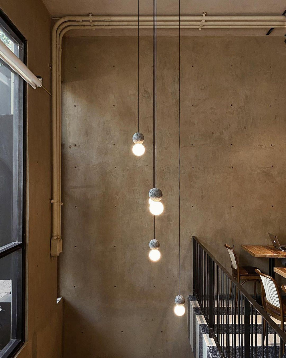 Origo Cement & Sandstone Pendant – Industrial Glass Accent