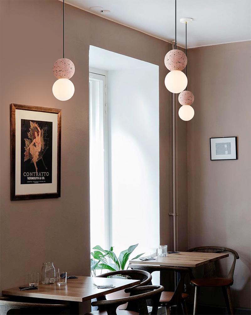 Origo Cement & Sandstone Pendant – Industrial Glass Accent