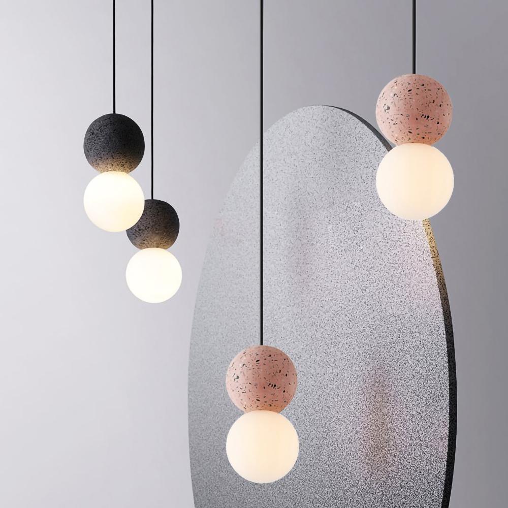 Origo Cement & Sandstone Pendant – Industrial Glass Accent