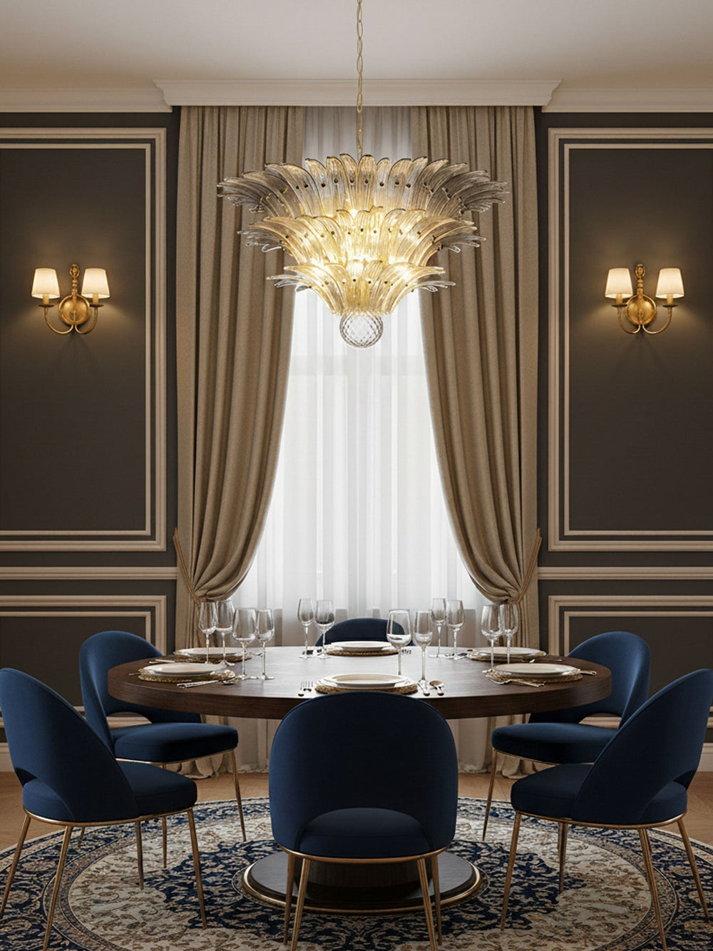 Palm Grove Glass Chandelier