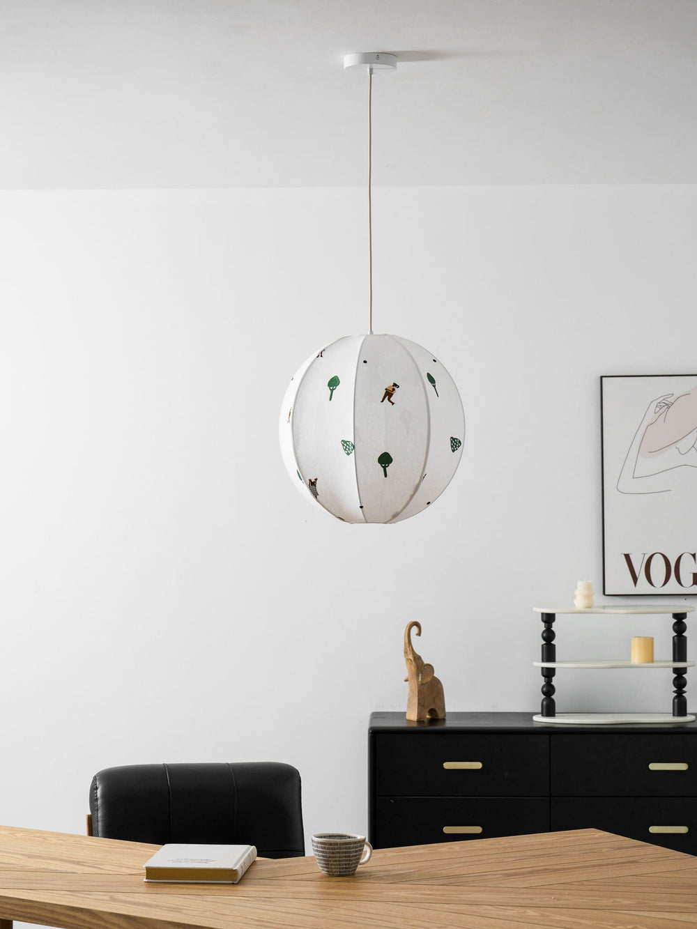 Park Embroidered Textile Pendant Lamp