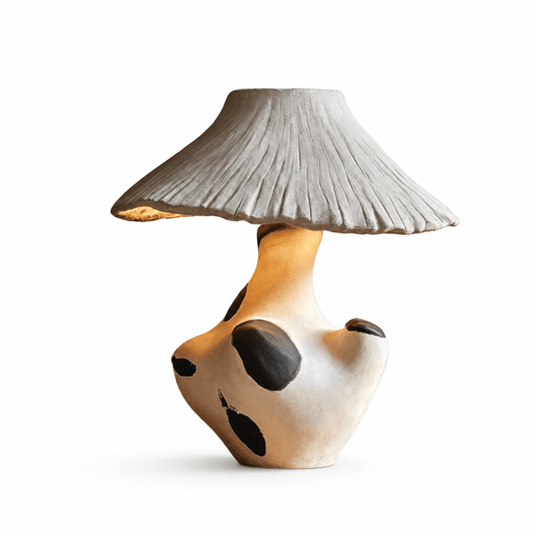 Pebble-Inlay Sculptural Plaster Table Lamp
