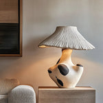 Pebble-Inlay Sculptural Plaster Table Lamp