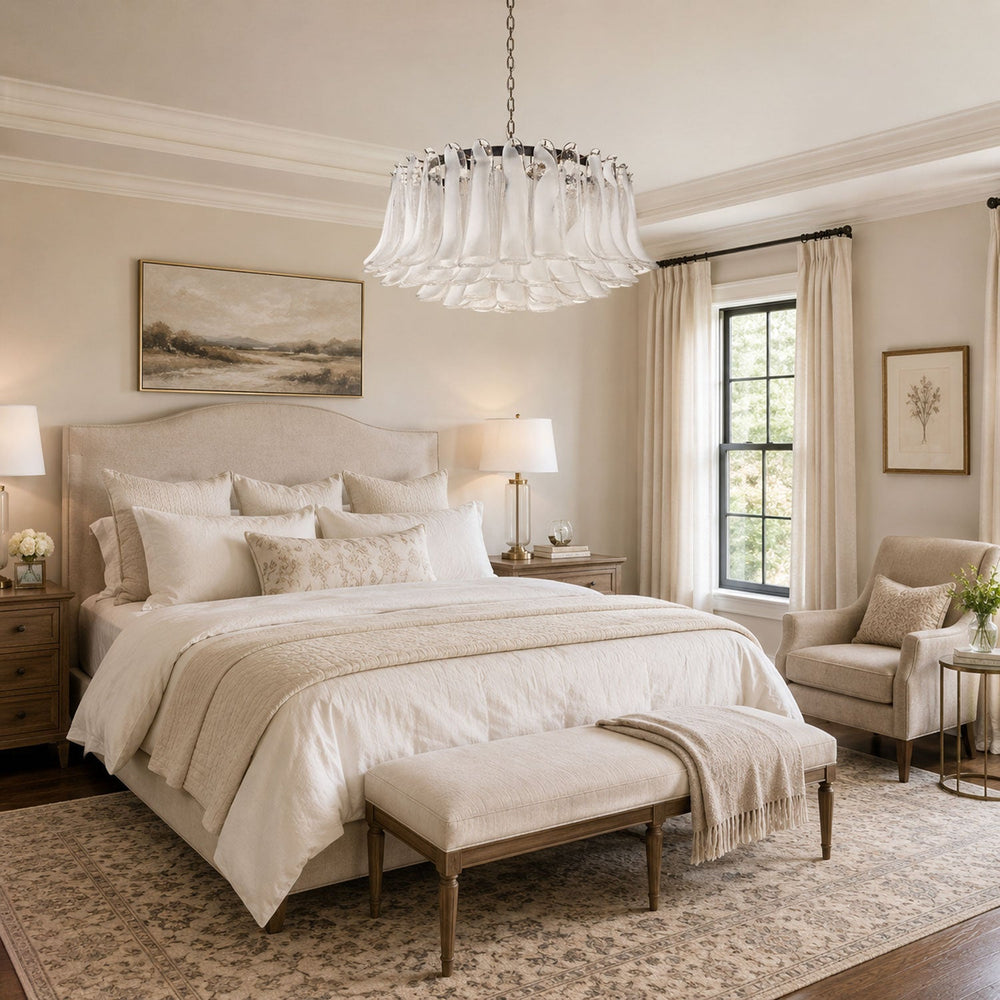 Petals White Glass Chandelier