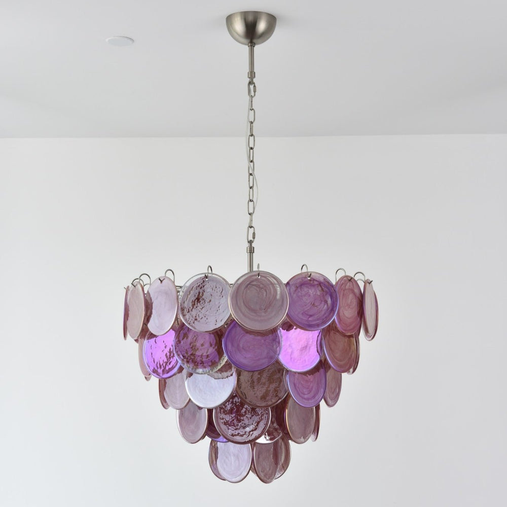 Pink Glass Disc Chandelier