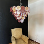 Pink Glass Disc Chandelier