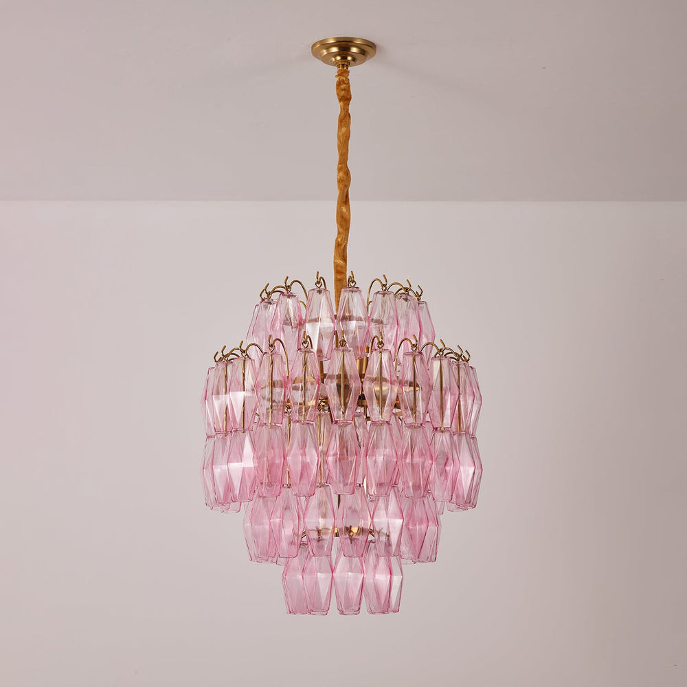 Pink Glass Prism Chandelier