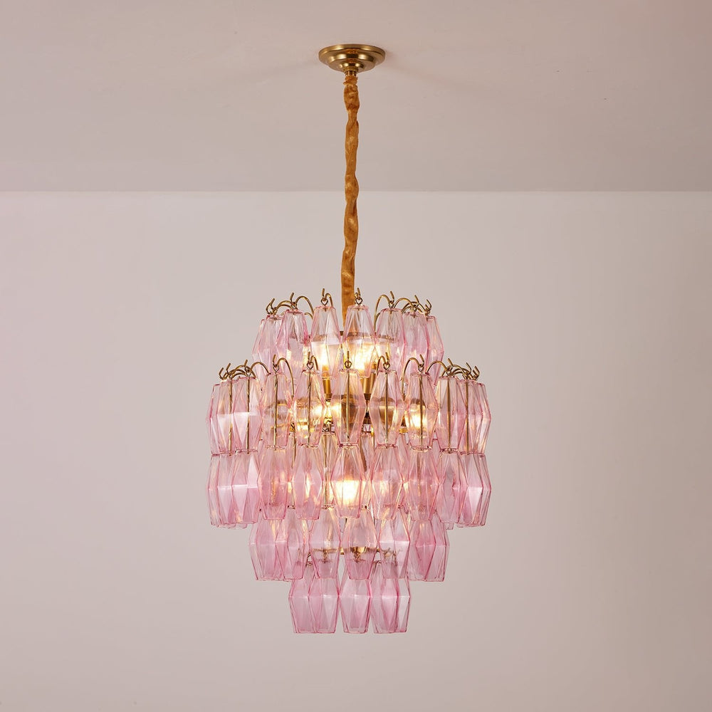 Pink Glass Prism Chandelier