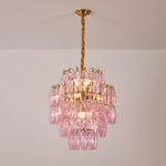 Pink Glass Prism Chandelier
