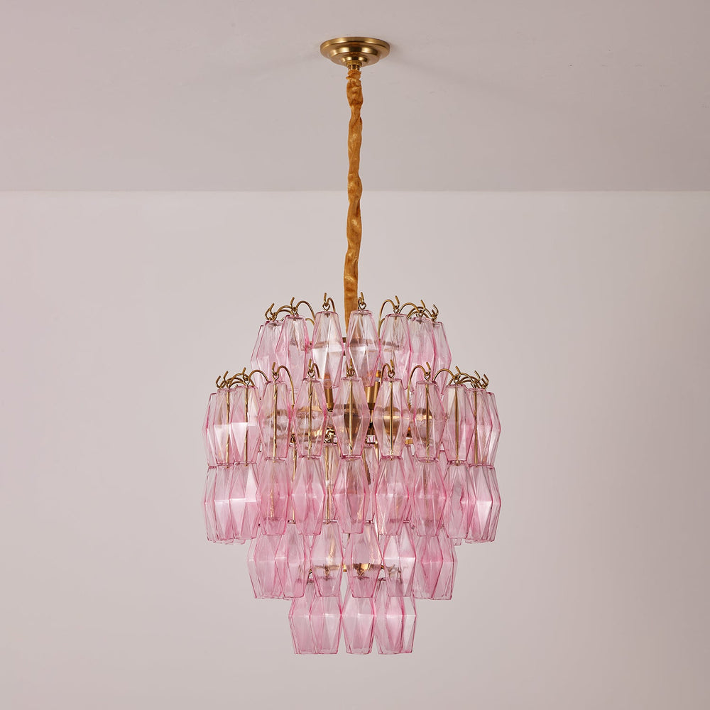 Pink Glass Prism Chandelier