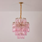 Pink Glass Prism Chandelier
