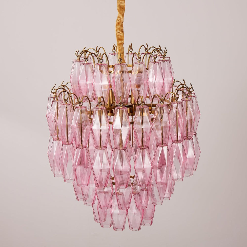 Pink Glass Prism Chandelier