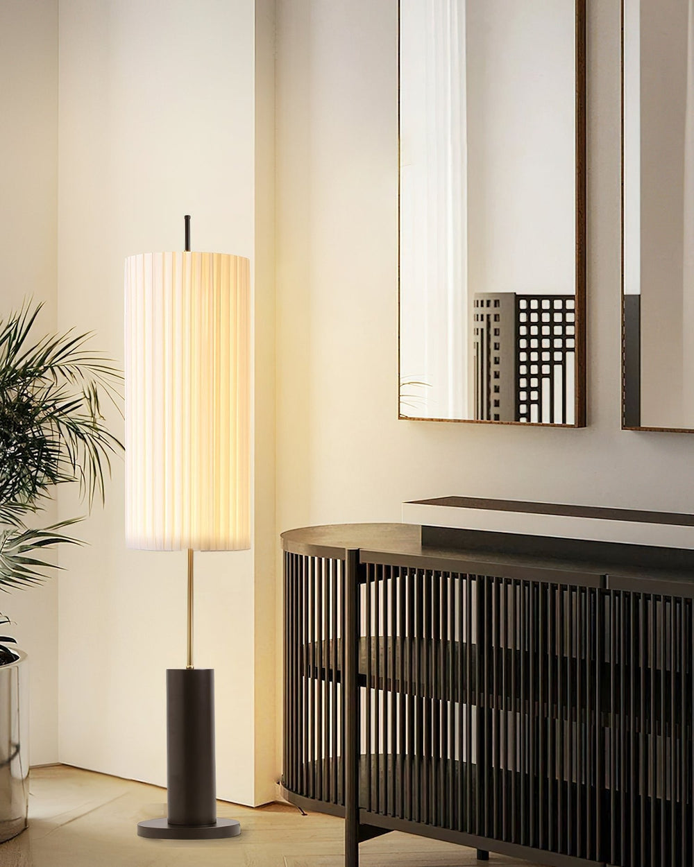 Pleated Cylinder Floor Lamp