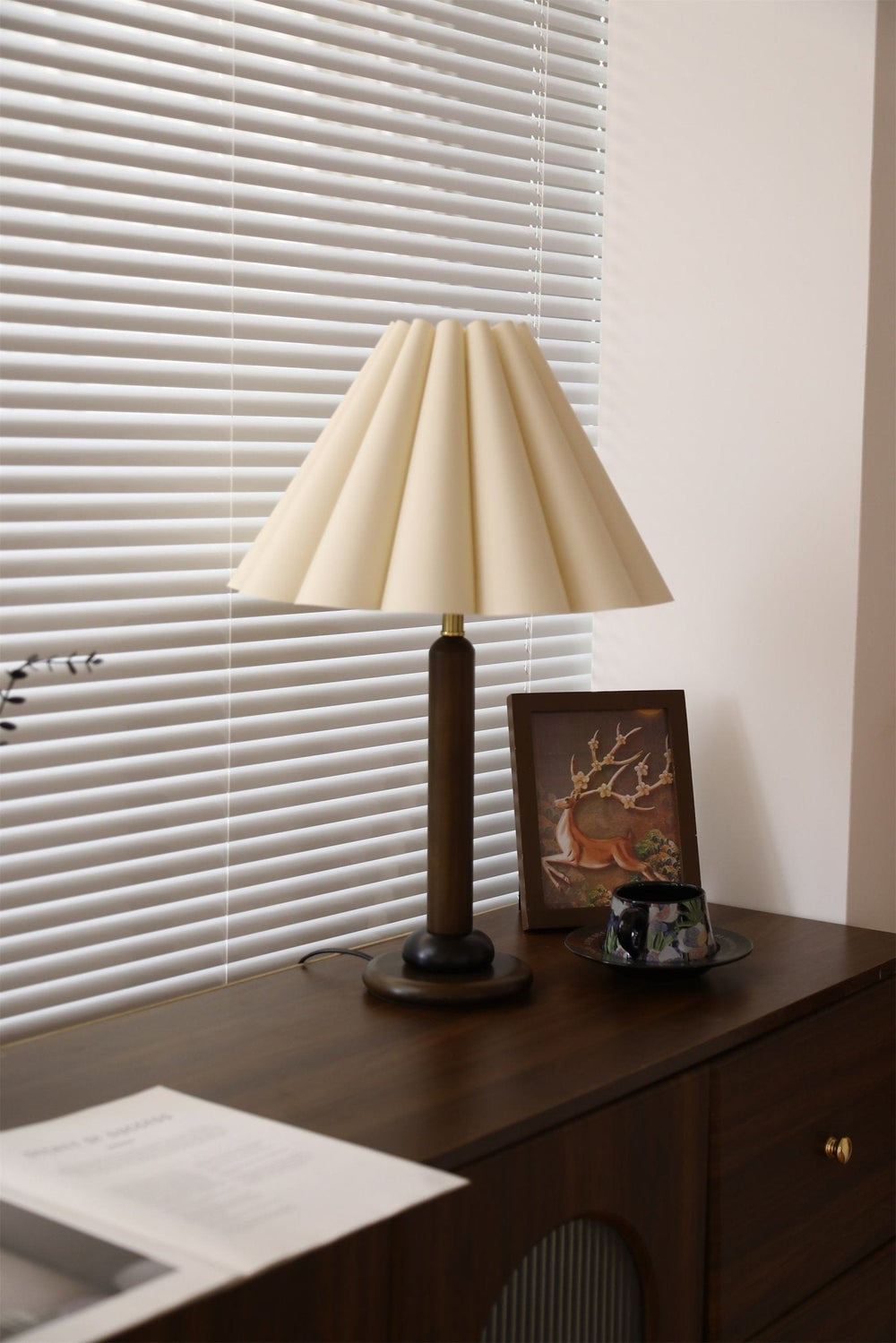 Plisse Pleated Wood Table Lamp
