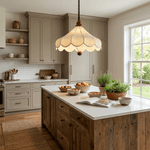 Printed Fabric Petal Pendant Lamp