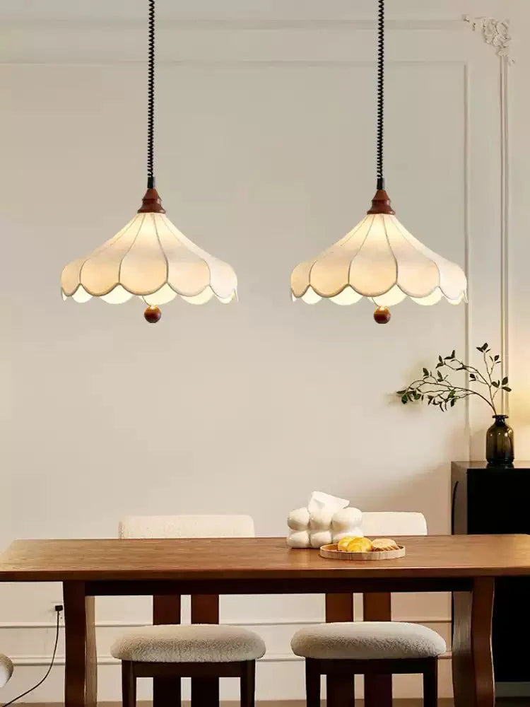 Printed Fabric Petal Pendant Lamp