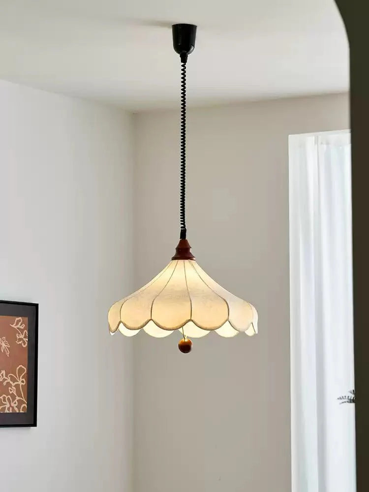 Printed Fabric Petal Pendant Lamp